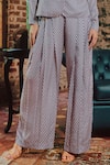 tara and i_Multi Color Modal Satin Printed Geometric Trouser _Online_at_Aza_Fashions