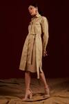 Buy_tara and i_Beige Viscose 70% Collared Double Pocket Shirt Dress With Belt_Online_at_Aza_Fashions