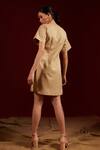 tara and i_Beige Viscose 70% Boat Side Placket Shift Dress _Online_at_Aza_Fashions