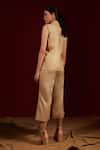 Shop_tara and i_Beige Viscose 70% Plain Flared Cropped Pant _at_Aza_Fashions