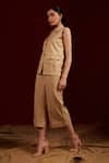 tara and i_Beige Viscose 70% Plain Flared Cropped Pant _Online_at_Aza_Fashions