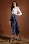 Buy_tara and i_Blue 100% Tencel Print Stripe Pattern Skirt_Online_at_Aza_Fashions