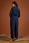 Shop_tara and i_Blue Pearl Satin Plain Straight Fit Trouser _at_Aza_Fashions