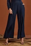 tara and i_Blue Pearl Satin Plain Straight Fit Trouser _Online_at_Aza_Fashions