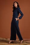 Buy_tara and i_Blue Pearl Satin Plain Straight Fit Trouser _Online_at_Aza_Fashions