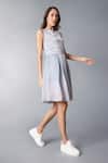 Buy_tara and i_Multi Color Modal Satin Print Geometric Round Neck Dress_Online_at_Aza_Fashions