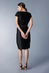 Shop_tara and i_Black Modal Satin Pleats Round Neck Midi Dress With Belt_at_Aza_Fashions