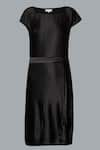 tara and i_Black Modal Satin Pleats Round Neck Midi Dress With Belt_Online_at_Aza_Fashions