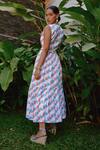 Shop_tara and i_Multi Color Tencel Linen Printed Floral V Faraway Tiered Dress_at_Aza_Fashions