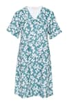 Buy_tara and i_Green Tencel Linen Printed Bloom Peter Pan Collar Dress_Online_at_Aza_Fashions