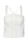 Buy_tara and i_White Denim Plain Notched Sleeveless Bustier_Online_at_Aza_Fashions