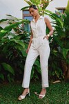 Buy_tara and i_White Denim Plain Collar Sleeveless Jumpsuit _Online_at_Aza_Fashions