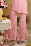 Studio22 by Pulkita Arora Bajaj_Pink Georgette Embroidered Pearl One-shoulder Top Flared Pant Set _Online_at_Aza_Fashions