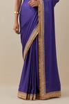 PRIYAL PRAKASH_Purple Saree Silk Satin Embroidery Aari High Geometric Border With Blouse _Online_at_Aza_Fashions