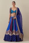 Buy_PRIYAL PRAKASH_Multi Color Lehenga And Blouse Raw Silk Embroidery Aari Sweetheart Neck Set _at_Aza_Fashions