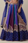 Buy_PRIYAL PRAKASH_Multi Color Lehenga And Blouse Raw Silk Embroidery Aari Sweetheart Neck Set 