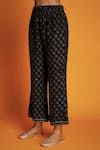 Shop_Krishna Mehta_Black Cotton Viscose Hand Block Floral Butti Print Pant _at_Aza_Fashions