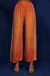Shop_Krishna Mehta_Orange Modal Block Print Geometric Notched Ombre Tunic With Pant _Online_at_Aza_Fashions
