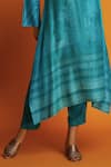 Buy_Krishna Mehta_Blue Modal Block Print Floral Butti Collared Neck Tunic With Pant _Online_at_Aza_Fashions