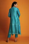 Krishna Mehta_Blue Modal Hand Block Print Geometric Ombre Kurta And Pant Set _Online_at_Aza_Fashions