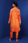 Krishna Mehta_Orange Modal Hand Block Print Geometric Ombre Shirt Tunic And Pant Set _Online_at_Aza_Fashions