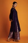 Shop_Krishna Mehta_Purple Tussar Embroidery Zardozi Notched Tunic _Online_at_Aza_Fashions