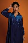 Shop_Krishna Mehta_Blue Chanderi Hand Block Printed Ombre Shirt Kurta And Pant Set _at_Aza_Fashions