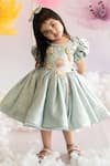 Shop_Ruchika lath label_Blue Korea Foil Lining Butter Shimmery Sea Life Embellished Dress _Online_at_Aza_Fashions
