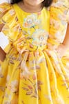 Buy_Ruchika lath label_Yellow Soft Organza Print Floral Dress _Online_at_Aza_Fashions