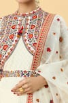 Shop_SHRADDHA RAMBHIA_Ivory Slub Silk Embroidered Kashmiri Mandarin Collar Anarkali Pant Set _Online_at_Aza_Fashions