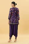 Shop_SHRADDHA RAMBHIA_Purple Slub Silk Printed Floral Round Kurta And Harrem Pant Set _at_Aza_Fashions