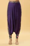 SHRADDHA RAMBHIA_Purple Slub Silk Printed Floral Round Kurta And Harrem Pant Set _at_Aza_Fashions