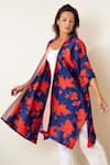 Aeshaane_Purple Eri Silk Hand Block Printed Abstract Open Kaftan Robe _Online_at_Aza_Fashions