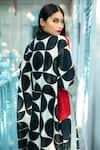 Aeshaane_Black Eri Silk Printed Geometric Open Colour Block Duster Jacket _at_Aza_Fashions