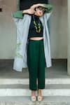 Buy_Aeshaane_Green Eri Silk Printed Foliage Open Placed Duster Jacket _at_Aza_Fashions