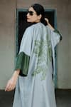 Buy_Aeshaane_Green Eri Silk Printed Foliage Open Placed Duster Jacket _Online_at_Aza_Fashions