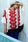 Aeshaane_White Eri Silk Printed Heart V-neck Short Kaftan _Online_at_Aza_Fashions