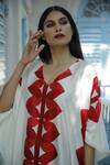 Shop_Aeshaane_White Eri Silk Printed Heart V-neck Short Kaftan _Online_at_Aza_Fashions