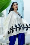 Buy_Aeshaane_White Eri Silk Printed Foliage V-neck Placed Short Kaftan _at_Aza_Fashions