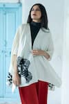 Buy_Aeshaane_White Eri Silk Printed Ginkgo Leaf Open Kaftan Robe _Online_at_Aza_Fashions