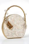 Shop_House Of Webhin_Gold Crystals Mother Of Pearl Mate Embellished Clutch _Online_at_Aza_Fashions