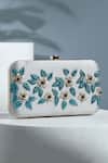 Buy_House Of Webhin_Grey Embroidery Petal Clutch With Detachable Sling Chain _at_Aza_Fashions
