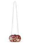 Shop_House of Webhin_Maroon Zardosi Embroidered Clutch With Detachable Sling Chain _at_Aza_Fashions