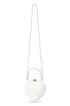 Shop_House Of Webhin_White Cut Work Heart Cutdana Embroidered Clutch _at_Aza_Fashions
