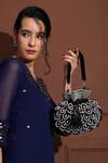 House Of Webhin_Black Pearls Noir Embellished Potli With Detachable Handle _Online_at_Aza_Fashions