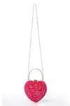 Buy_House of Webhin_Pink Cutdana Love Affair Embroidered Clutch With Detachable Sling Chain 