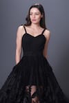 Deepika Arora_Black Ponte Roma Embroidery Floral Sweetheart Neck Solid Corset Top And Skirt Set _Online_at_Aza_Fashions