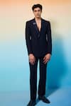 Buy_Contrast By Parth_Blue Textured Suiting Plain Astra Double Breasted Blazer And Pant Set _at_Aza_Fashions