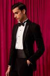 Shop_Contrast By Parth_Black Sandwash Suiting Embellished Cutdana Noir Textured Tuxedo Set _Online_at_Aza_Fashions