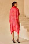 Shop_Twenty Nine_Pink Gajji Silk Crushed Raidana Bandhani Cowl Neck Overlap Cape _at_Aza_Fashions
